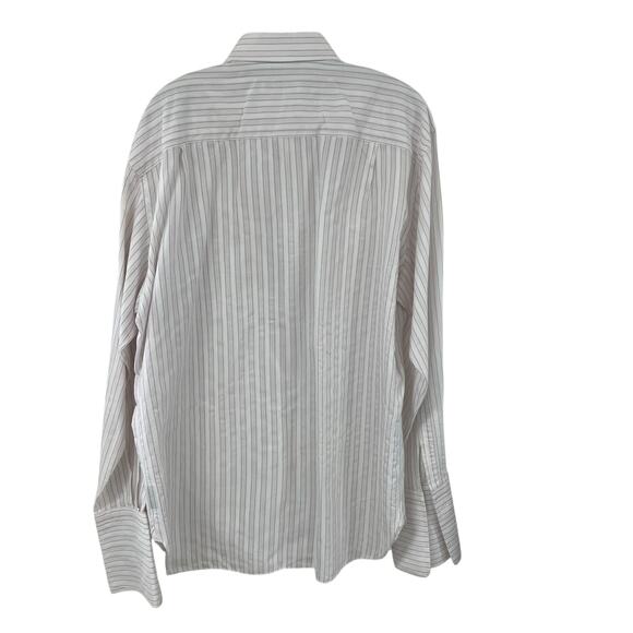 Ermenegildo Zegna Button Up Formal Dress Shirt Light Pink White Stripe XL 17 1/2 - Picture 6 of 8